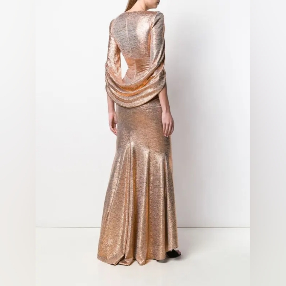 NWT NEW Talbot Runhof 12 Rosin Cape Gown Dress Pink Evening - Picture 3 of 15